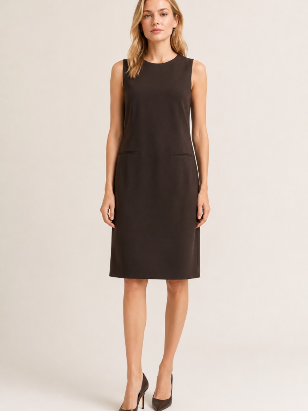 Calvin Klein Dark Chocolate Brown Sleeveless Sheath Dress Career Work Size 6 NWT